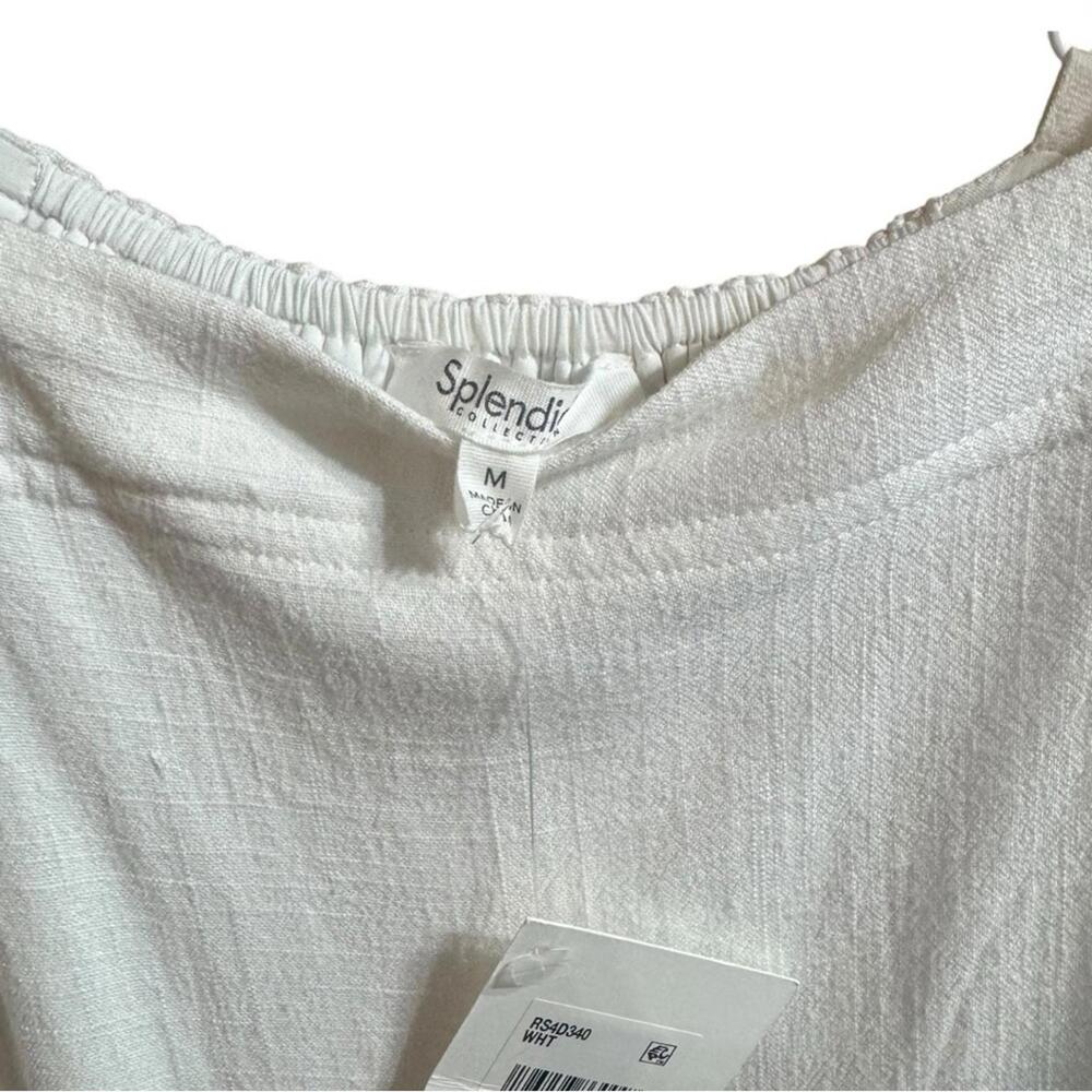 Splendid Celine Tiered Mini dress Linen Sleeveless Ramie Sheath NWT White Sz M - Picture 8 of 9